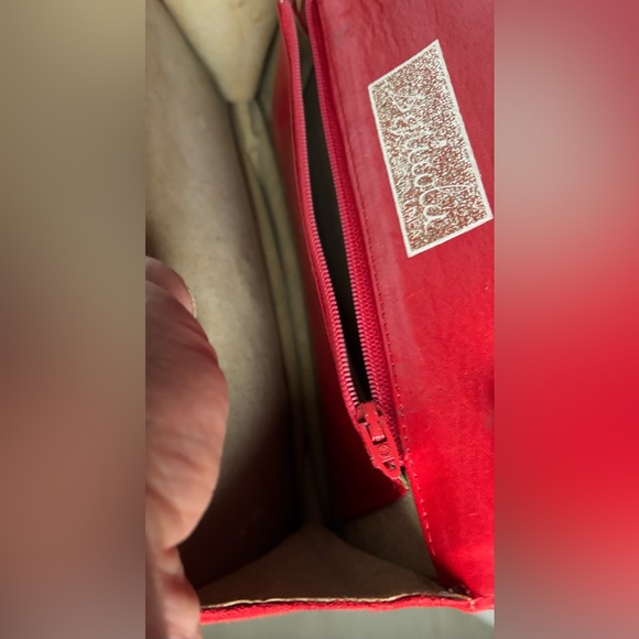 Vintage Italian Leather & Suede Mini Crossbody Bag in Red & Black colors - Picture 9 of 12